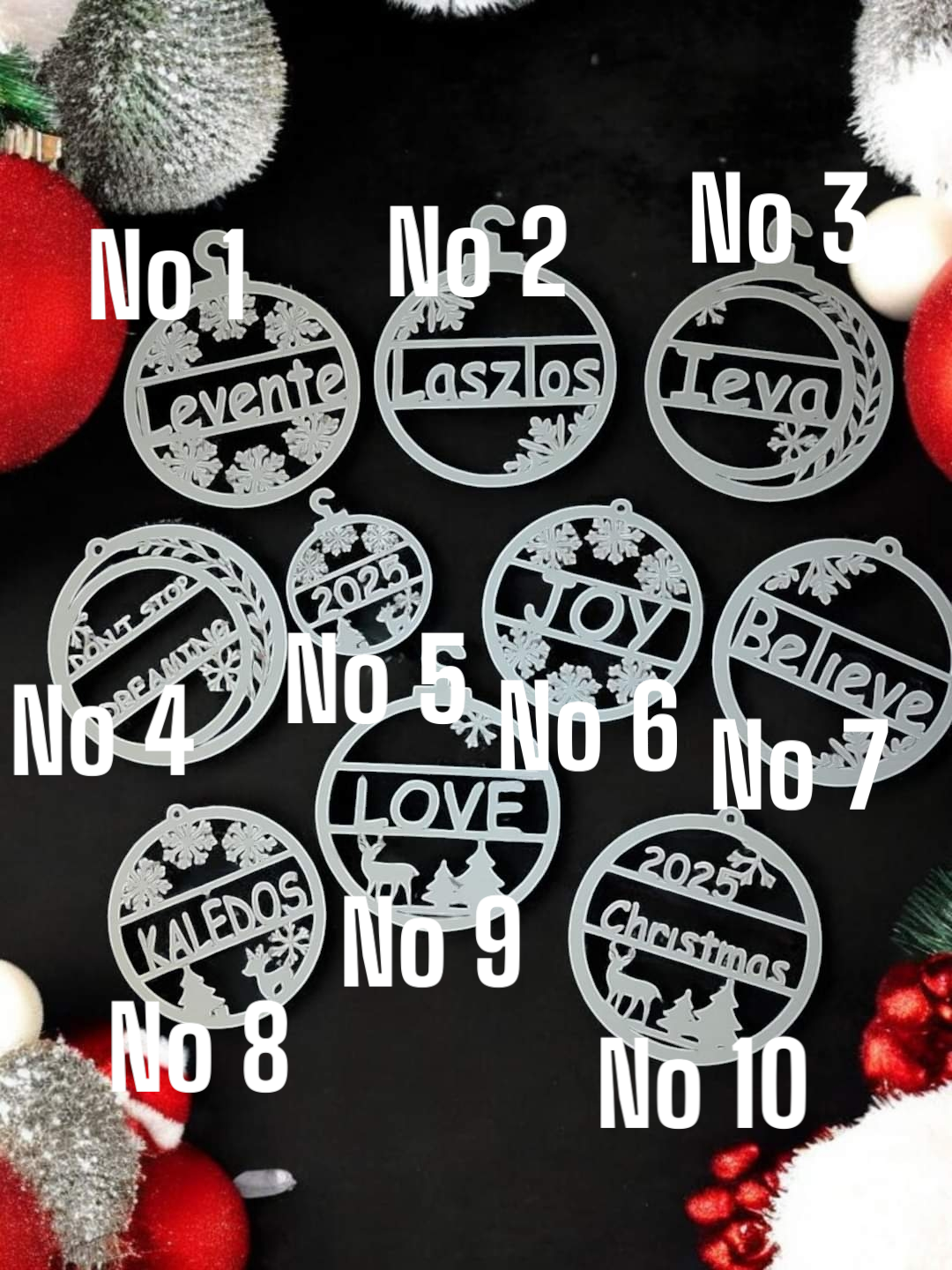 Christmas tree wooden toys with your text