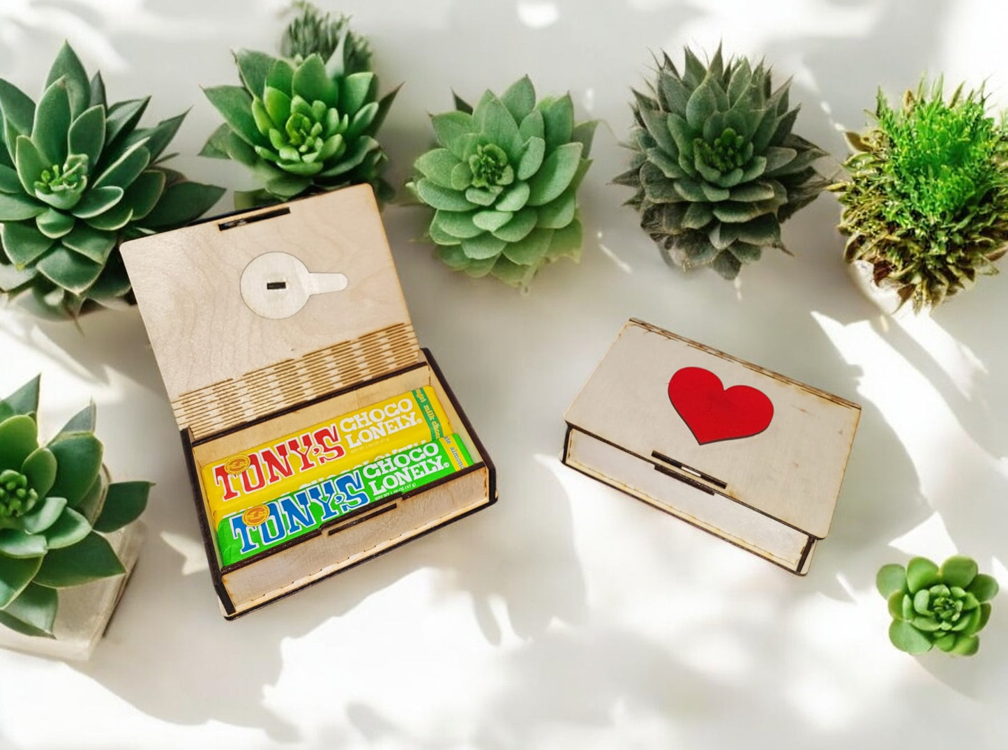 Book-shaped wooden gift box with lock