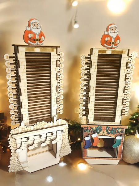 Wooden Santa Chimney Advent Calendar - Christmas countdown with daily challenges