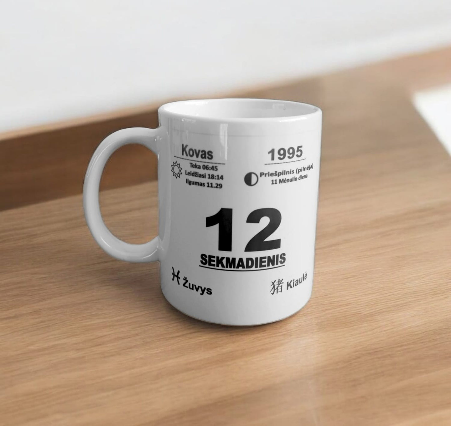 MUG - with Birthday day - calendar page info (old style)