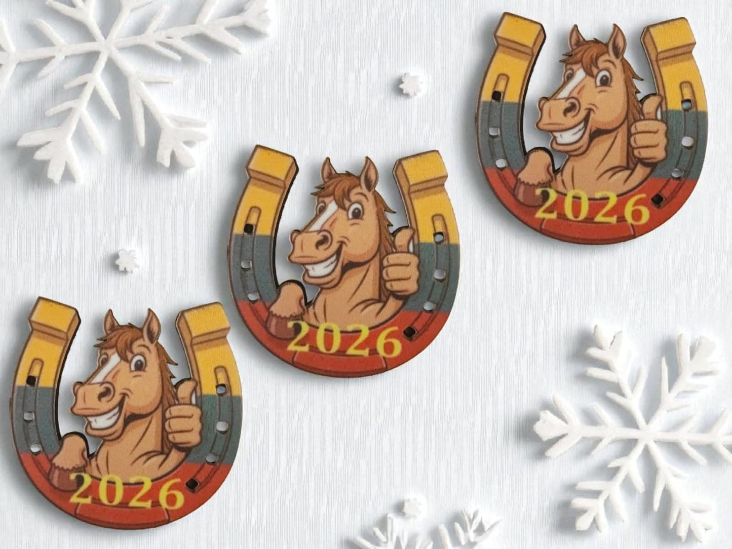 Wooden Fridge Magnet With HORSE and Lithuanian Flag 🇱🇹 (Year Animal) 2026