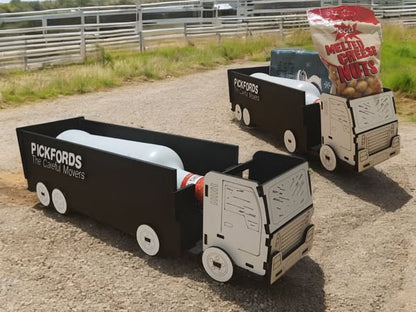 🚛 Personalizuota medinė fūra – dovana sunkvežimio, vilkiko ir fūros (fura) vairuotojui su vieta užkandžiams