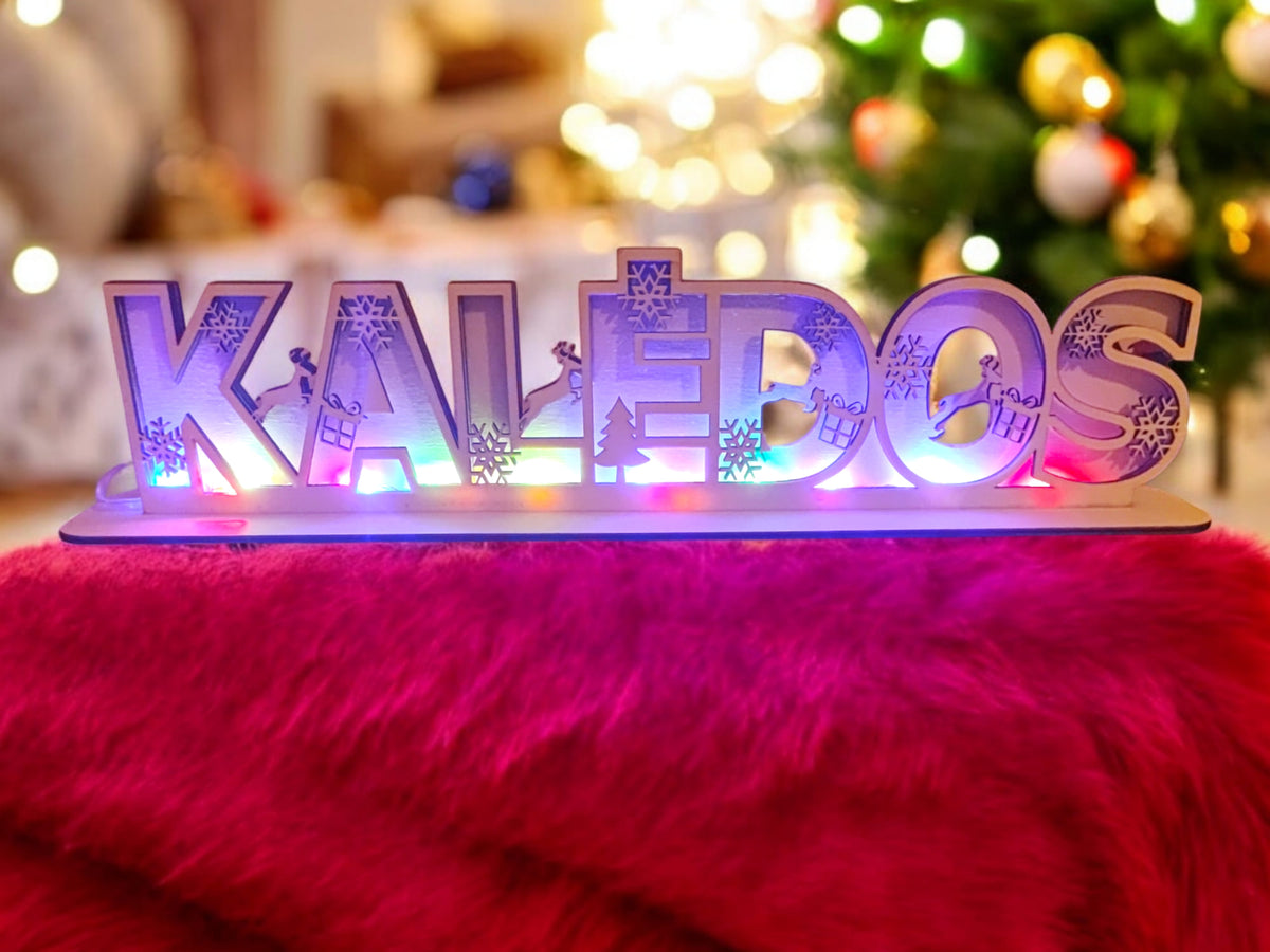 🎄✨ Personalizuojama LED kalėdinė dekoracija – dovana su Jūsų užrašu