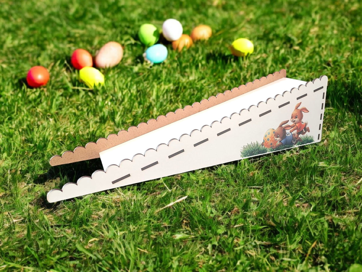 🐇 Velykinis medinis kiaušinių ridenimo padėklas