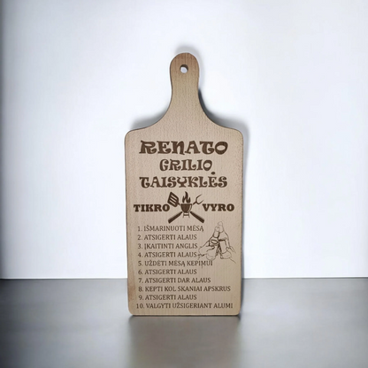 BBQ įrankių rinkinys „Grilio meistras“ – medinė pjaustymo lentelė