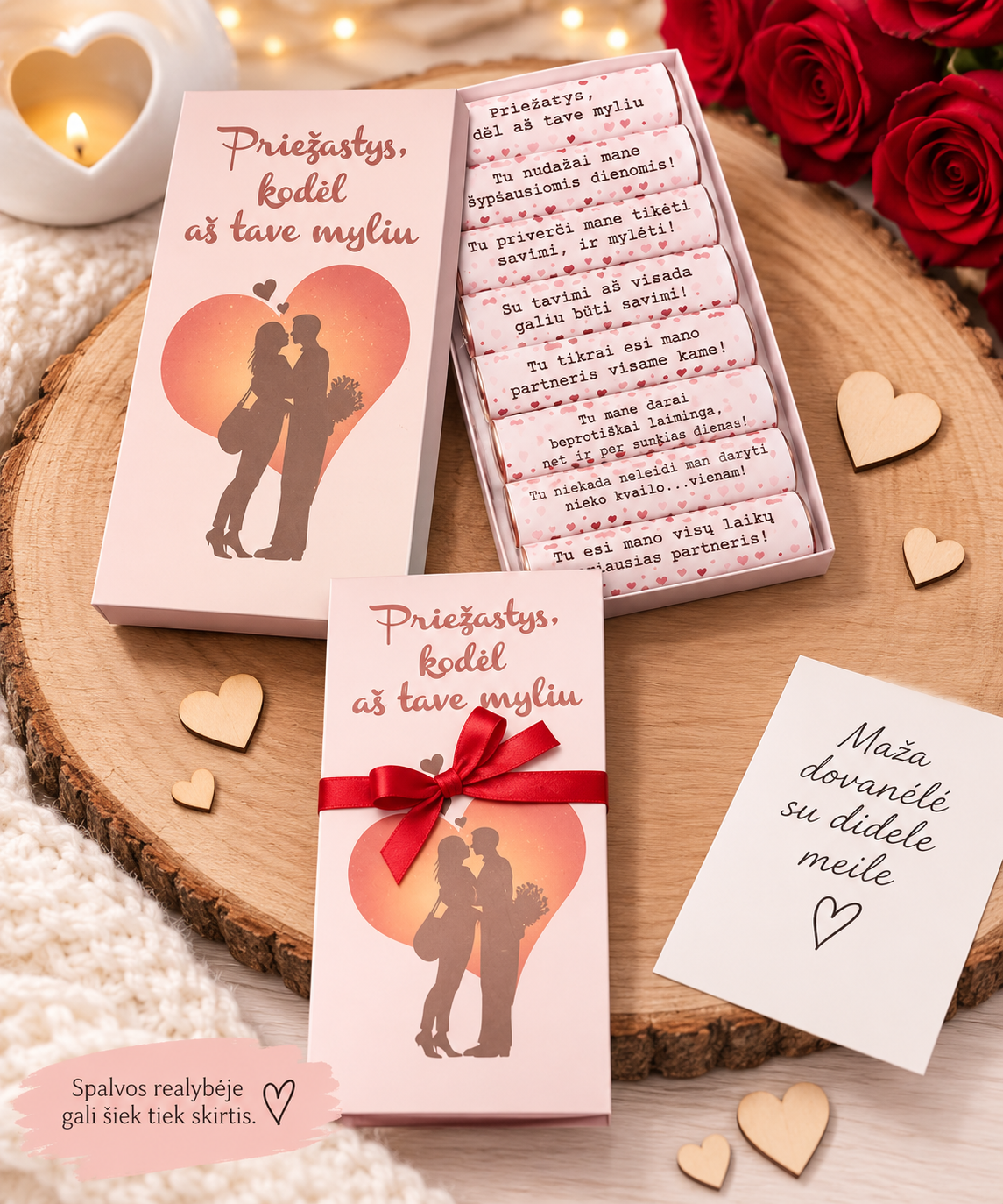 Priežastys, kodėl aš tave myliu – personalizuota Kinder šokoladukų dovanėlė