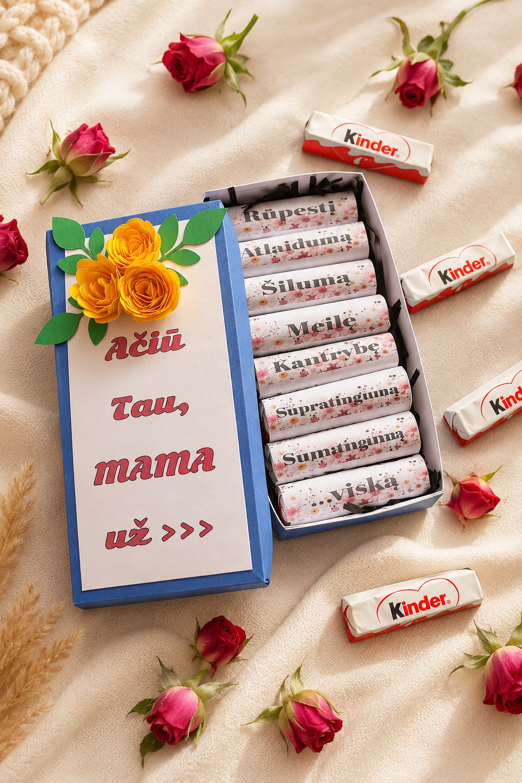 Kinder šokoladukų dėžutė „Ačiū Tau, mama“