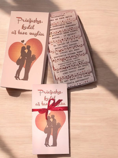 🍫❤️ Kinder šokoladukų rinkinys „Priežastys, kodėl aš tave myliu“ – dovana mylimam žmogui