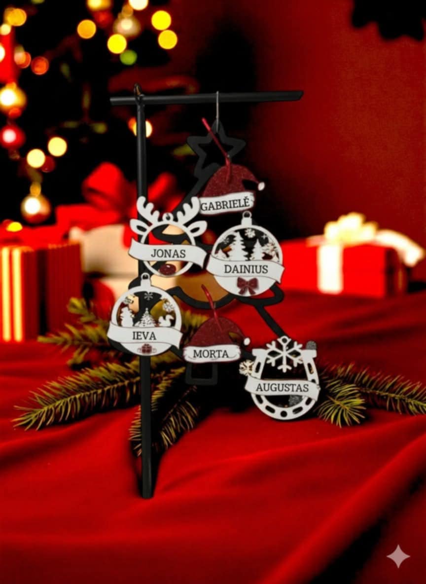 Christmas tree wooden toys with your text