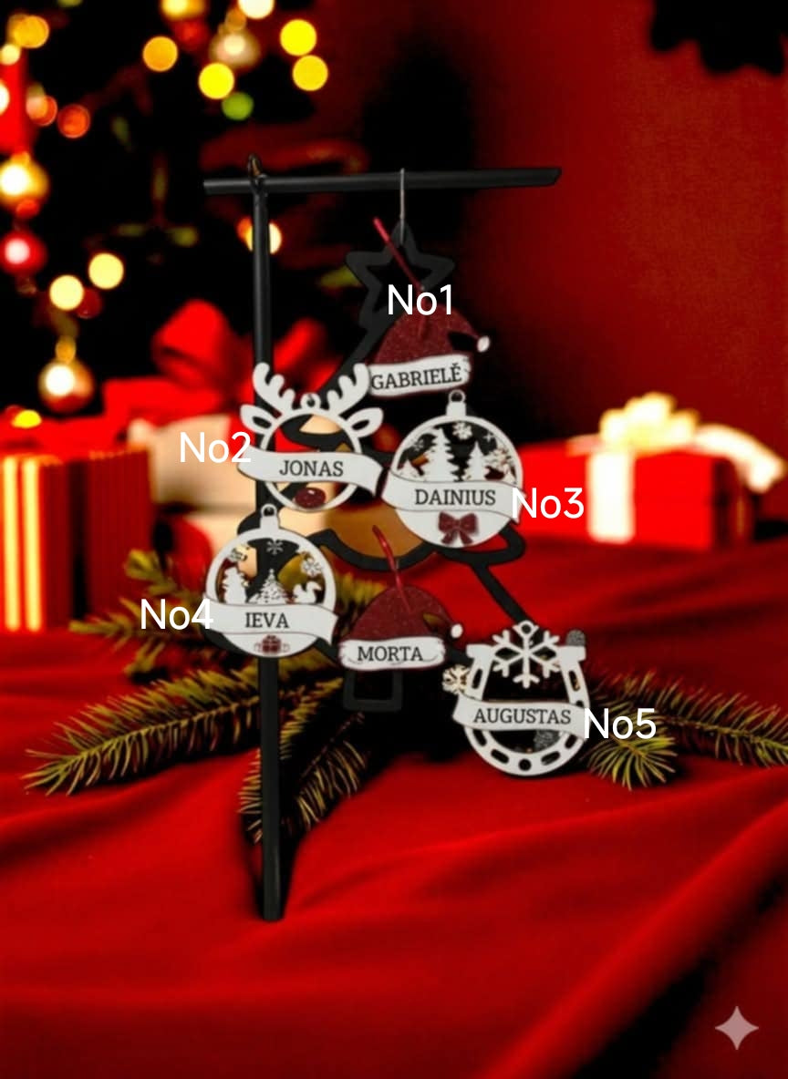 🎄 Personalizuojamas medinis Kalėdų eglutės žaisliukas su Jūsų vardu – kalėdinis žaisliukas