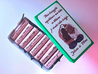 🍫 Kinder šokoladukai su Jūsų tekstu ir nuotrauka – personalizuoti Kinder šokoladukai, saldus kvietimas, saldi padėka